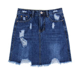 Maxbell High Waisted Ripped Denim Skirt Distressed Jean Skirt Slim Fit M Navy Blue