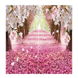 Max Charming Scenery Printed Window Curtains Drapes Cherry Blossom Road