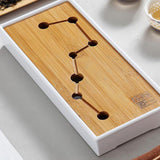 Max Kung Fu GongFu Tea Table Serving Tray Drainage Type White S Polestar