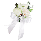 Max Fake Wrist Corsage Bridal Stretchy Bracelet Wedding Prom Hand Flower White_16x8x5cm