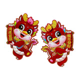 Maxbell 2Pcs New Year Door Stickers Decorative Wall Mural for Office Holiday Bedroom