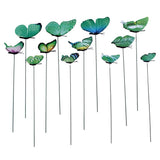 Max 12 Pieces Garden Yard Planter Butterfly Stakes Lawn Decor Ornaments Green