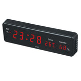 Maxbell Led Digital Alarm Clock Temperature Humidity Display Wall Clock  Red