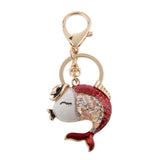 Maxbell Fashion Rhinestone Crystal Red Carp Fish Charm Purse Bag Key Ring Keychain Keyfob