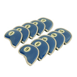 Maxbell 10x Golf Iron Headcover Golf Club Head Covers Protect Case Embroidery Number Blue