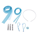 Maxbell 17pcs cloth flower bead ribbon  for hair clip  headwear Crafts Blue