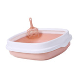Maxbell Pet Cat Litter Box High Sided Rim Sand Box Durable Portable Toilet for Puppy Pink Large