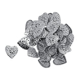 Maxbell 30 Pieces Antique Silver Engraved Shank Buttons Heart Shape Snowflake