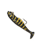 Maxbell Creative Fishing Lure Hook Lifelike Realistic Bait T Tail for Outdoor Black Aureate