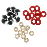 Maxbell 10pcs Plastic Safety Toy Eyes + Glitter Nonwovens + Washer 16mm Red