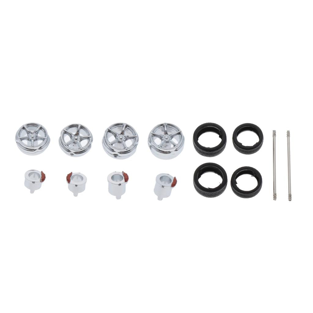 Max Maxb Modified Wheel Hub 1/64 Car Rubber Tire for Tomica Hotwheels Silver -D