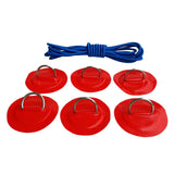 Maxbell 6 Pieces Inflatable Boat Kayak SUP D-ring Patch & Elastic Shock Cord Red