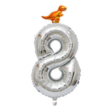 Max Silver Digital Aluminum Film Balloon+Mini Dragon Birthday Party Decor 8