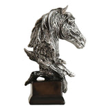 Maxbell Retro Horse Head Statue Display Decoration Office Desktop Wine Sculpture Silver