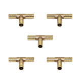 Max Maxb 5pcs Brass T Type Joiner Fuel Hose Joiner Tee Connector Air Water Gas 10mm