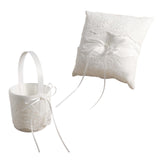 Maxbell Wedding Ring Pillow Basket White Romantic Soft for Ceremony Flower Girls