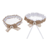 Maxbell 2 Piece Womens Lace Flower Leg Garter Belt Rings Brown