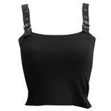 Maxbell Women Casual Basic Vest Off the Shoulder Knit Crop Tops Tank Camis Black M
