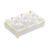 Maxbell Removable Serving Dishes with Lid Fruit Plate for Candy Snacks Chips and Dip White 6 Grids