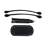 Maxbell Crochet Bag Bottom with Straps with Holes Oval for DIY Purse Shoulder Bag Black