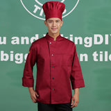 Maxbell Chefs Jacket Catering Uniforms Unisex Long Sleeves Work Clothes 3XL Red