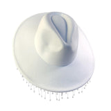 Maxbell Cowboy Hat Cowgirl Jazz Caps Sunhat with Tassel for Outdoor Party Props white