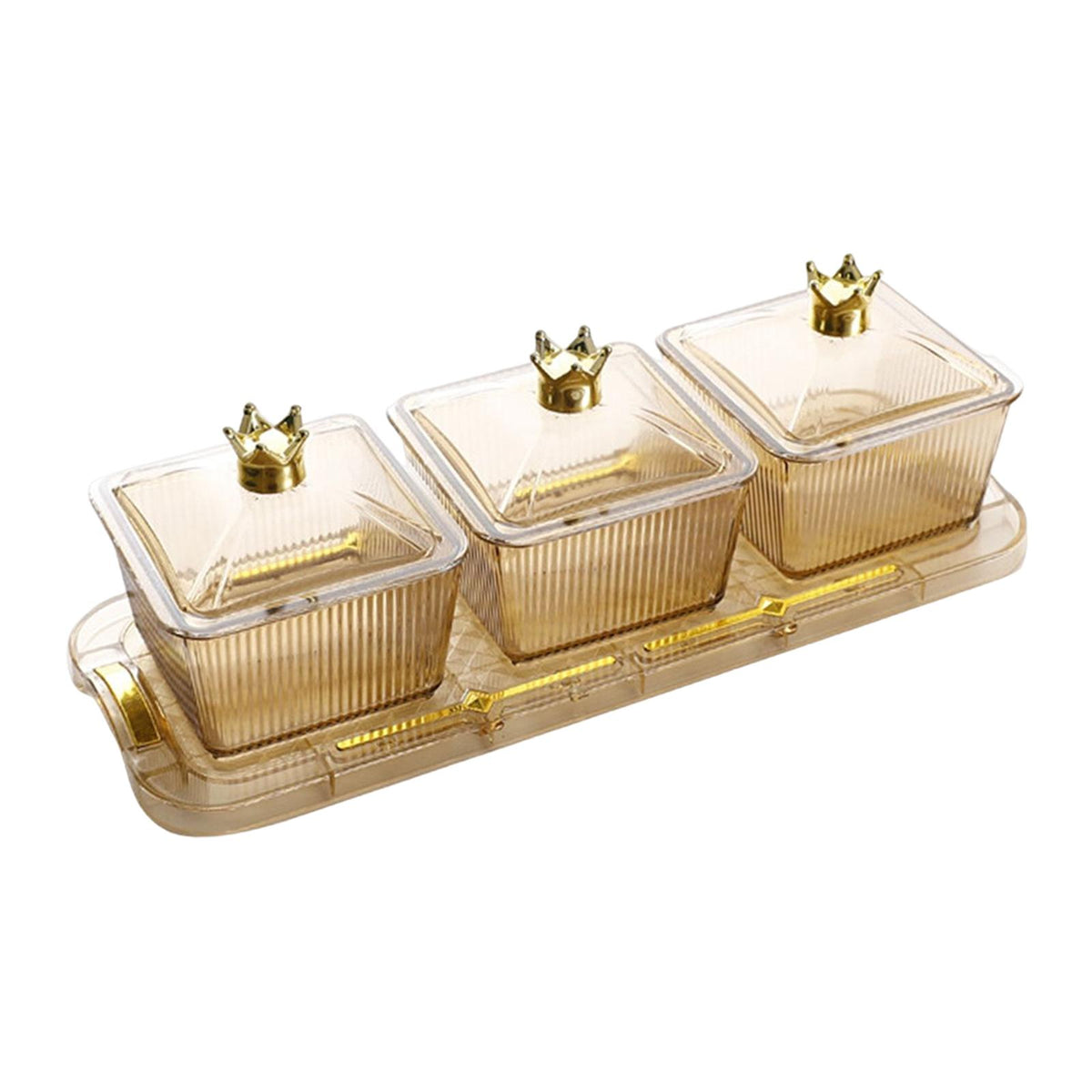 Maxbell Fruit plate Serving Bowls Fruit Platter for Candy Veggies Party Supply brown and 3 grids