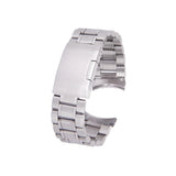 Maxbell Silver Solid Stainless Steel Links Watch Band Strap Curved End Deployment Buckle 22 mm