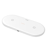 Maxbell 2 in 1 Qi Wireless Charger Pad Fast Dual Charge for Smart Phones White