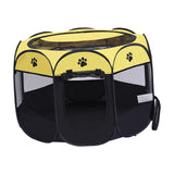 Maxbell Oxford Cloth Foldable Pet Playpen Zippered Mesh for Rabbit Kitten Cat Yellow Black