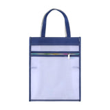 Maxbell Mesh Handbag Lightweight Clear Collapsible Stationery with Side Pockets Blue