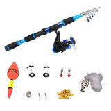 Max Fishing Kit Telescopic Fishing Rod and Reel Combos Hook Tackle Kit 1.8m Blue