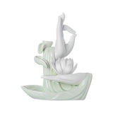 Maxbell Ceramic Buddha Hand Backflow Incense Holder Exquisite Workmanship Elegant White Flower Cyan