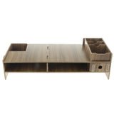 Max Wood Monitor Stand Drawers Computer Laptop Printer Riser Desk  Dark brown