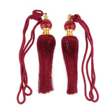 Max 1 Pair Hanging Ball Curtain Tassel Fringe DIY Curtain Accessories Deep Red