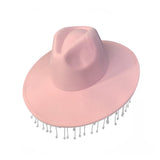 Maxbell Cowboy Hat Cowgirl Jazz Caps Sunhat with Tassel for Outdoor Party Props pink