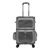 Maxbell Portable Pet Trolley Bag Pockets Double Layer Breathable for Travel