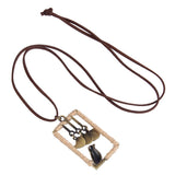 Max Leather Cord Necklace Chain Gold Four Birds Pendant Necklace for Women Men