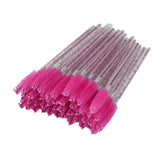 Max 50x Nylon Eyelash Mascara Wands Applicators Eyebrow Shaping Grooming Brushes Rose Red