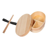 Maxbell Japanese Style Bento Box Wood Lunch Box with Chopsticks with Strap to Fix Size L