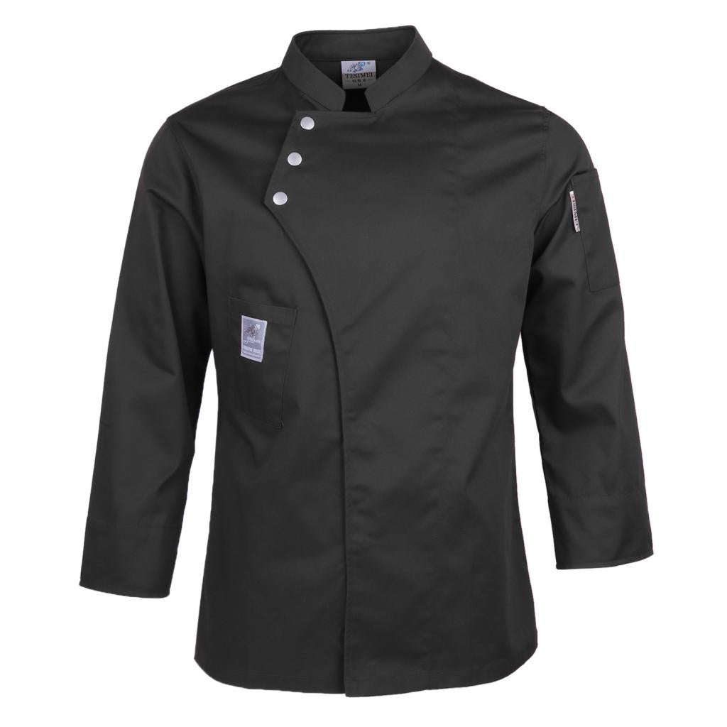 Max Unisex Chef Jackets Coat Long Sleeves Shirt Kitchen Uniform Workwear Black XXXL
