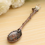 Max Retro Carved Crystal Head Coffee Spoon Condiment Scoop Dessert Ladle Bronze