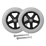 Maxbell 2 Pieces Wheelchair Replacement Wheels 8" Solid Tire for Wheelchairs Walkers Gray