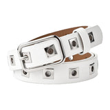 Maxbell Punk Waist Belt Casual Single Eyelet Waistband Women Belt for Party White