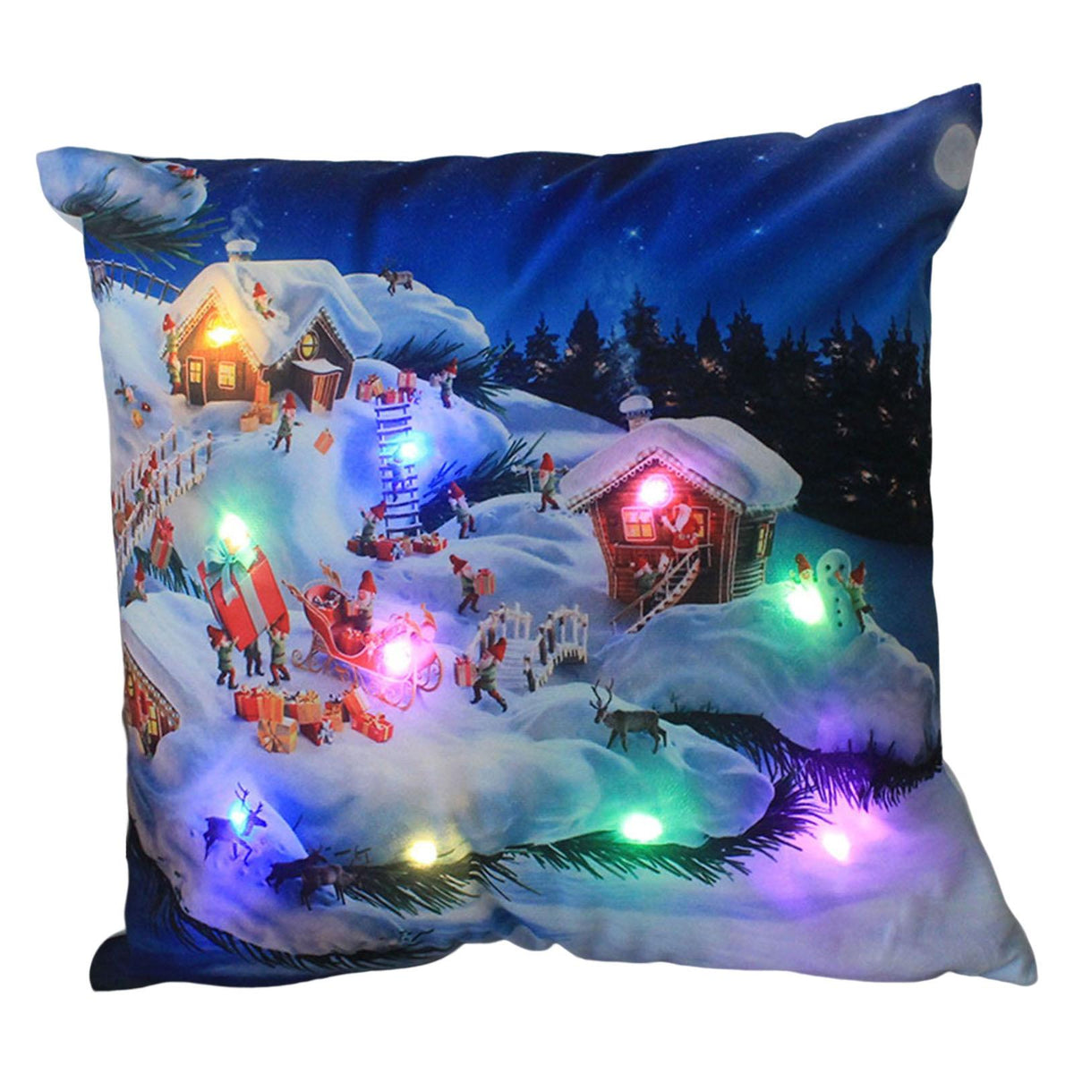 Maxbell Christmas Pillow Cover Pillowcase LED Light Case Home Living Room Style D