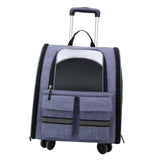 Maxbell Cat Trolley Case Backpack Kennel Pet Rolling Carrier for Puppy Transport violet