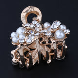 Max Women Metal Vintage Flower Hair Claw Clamps Crystal Hair Clip Hairpin White Leaf