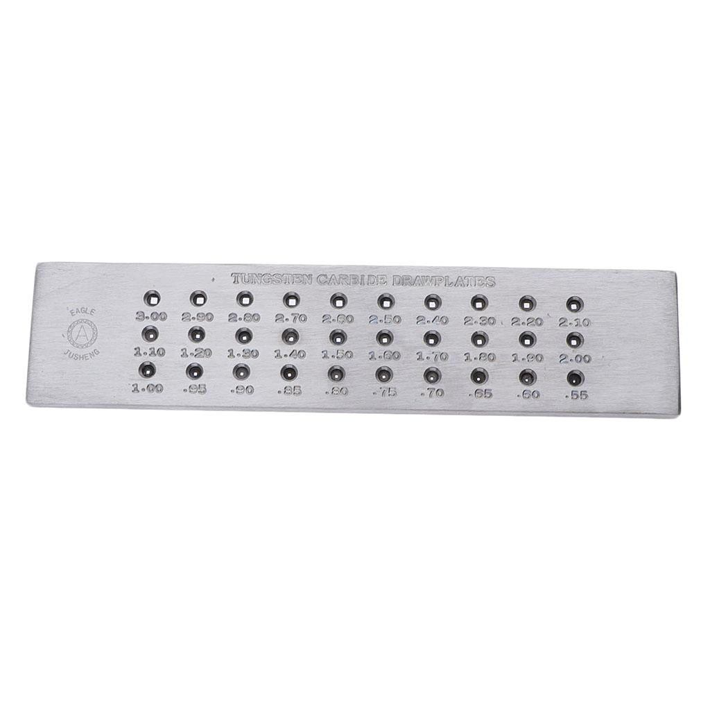 Maxbell Square 30 Holes Tungsten Carbide Metal Wire Drawplate Jewelry Tool 0.55-3mm