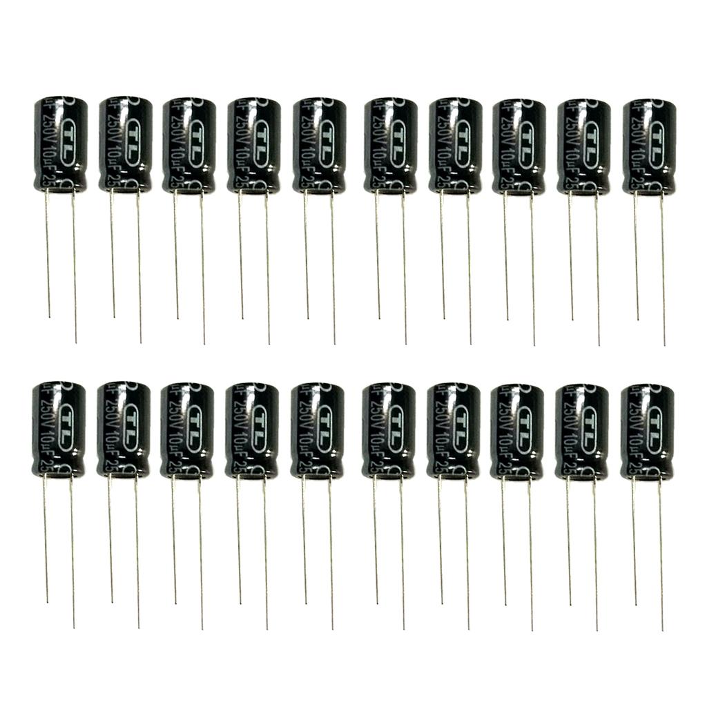 Max Maxb 20pcs 10uf 250V Aluminum Electrolytic Capacitor Adapter Filter Capacitor