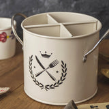 Maxbell Kitchen Hollow Bottom Spoon Fork Chopsticks Holder Box with Handles Beige